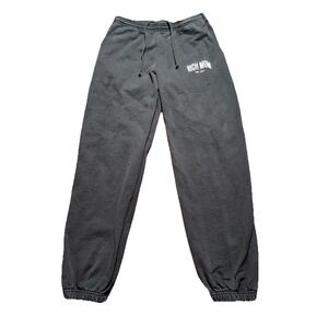 Rich Mom Pants Women Large Black Sweatpants Joggers Fleece Drawstring Logo